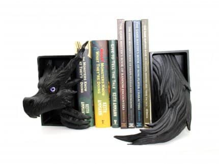 Shadow Dragon Book Nook, 3D printed fantasy shelf insert, glass eyes, handmade in Germany.
