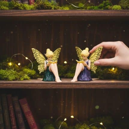 Fantasy Buchstütze Fee | Magische Regaldeko für Buchliebhaber | Feen Deko Figur für Bücherregal, Handgefertigt